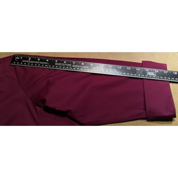 DEVON & JONES Stretch Poplin Button-down Blouse, BERRY, NWT, Size L - Picture 5 of 7